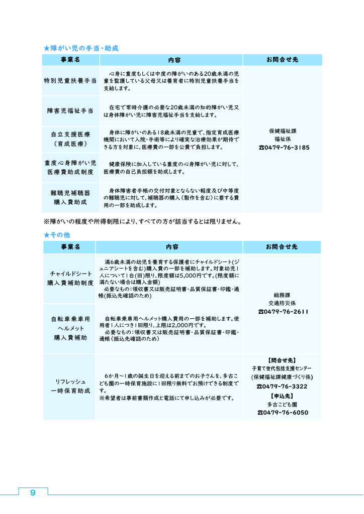 たこまち子育てハンドブック ページ9