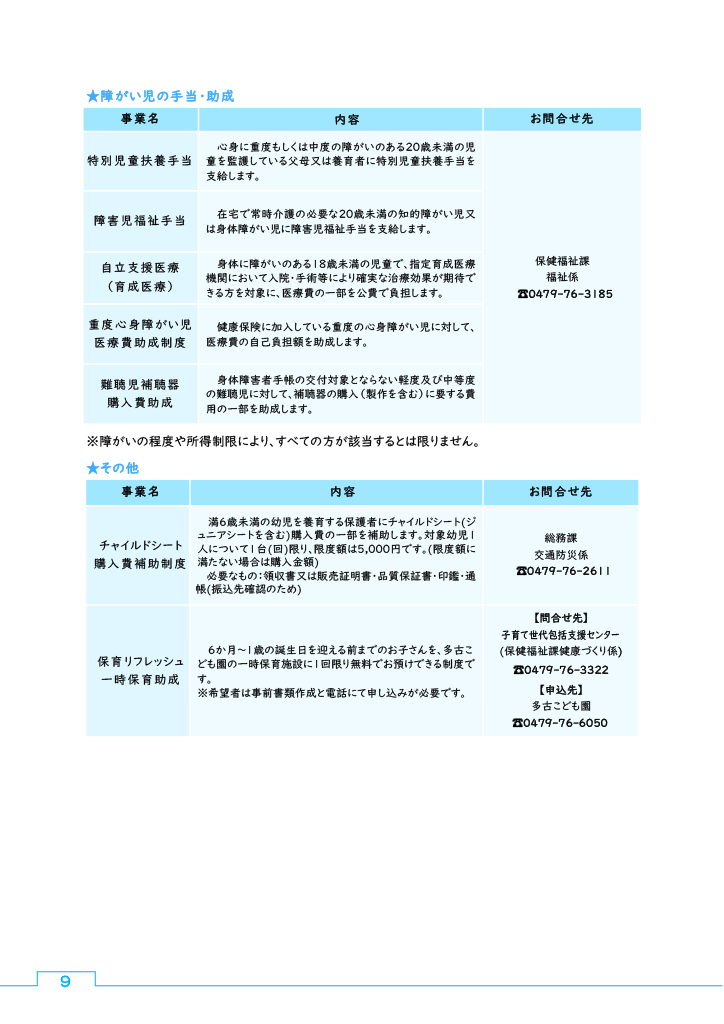 たこまち子育てハンドブック ページ9