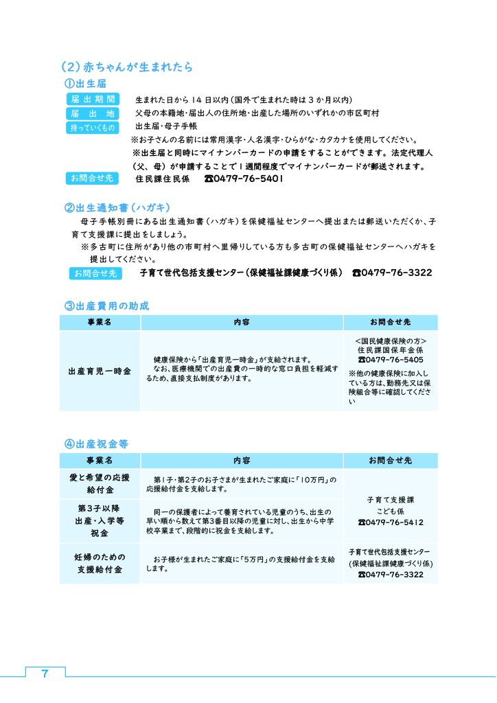 たこまち子育てハンドブック ページ7